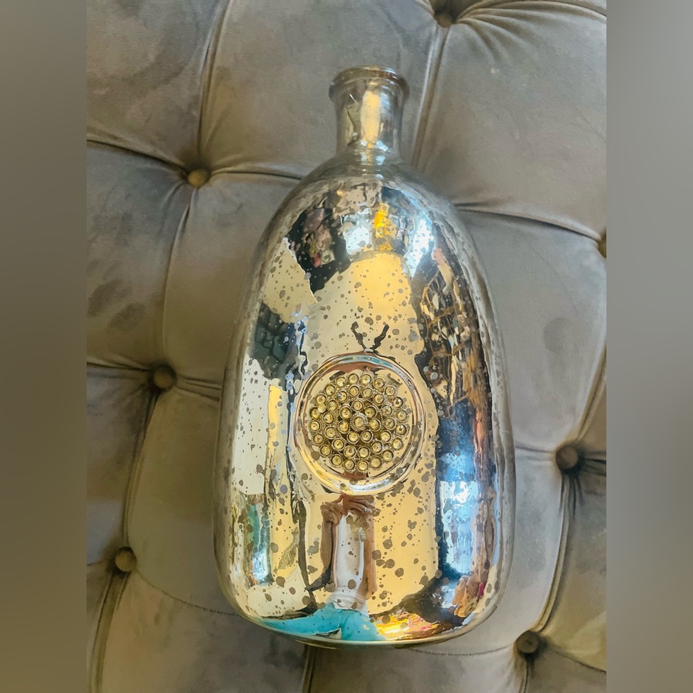 Reflective Silver Glass Vase